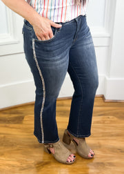 Risen Rhinestone Embellished Straight Leg Jeans