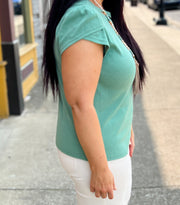 Strappy Neck Tulip Sleeve Top (S-2X)