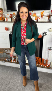 Dear Scarlett Magic 3/4 Sleeve Blazer~Hunter Green