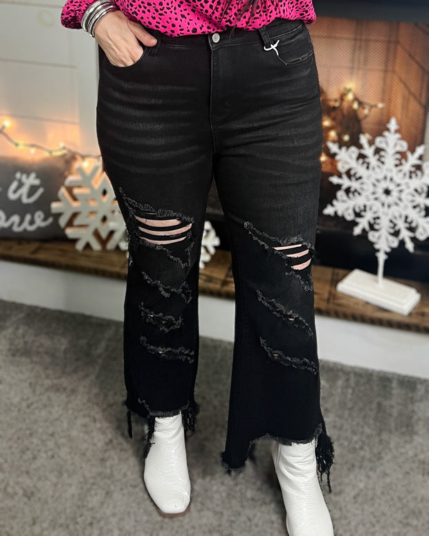 Blakeley Urban Distressed Black Cropped Jeans