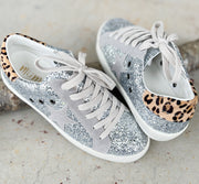 Skylar Silver Glitter Sneakers w/Leopard Accent by MiiM (8428475547941)