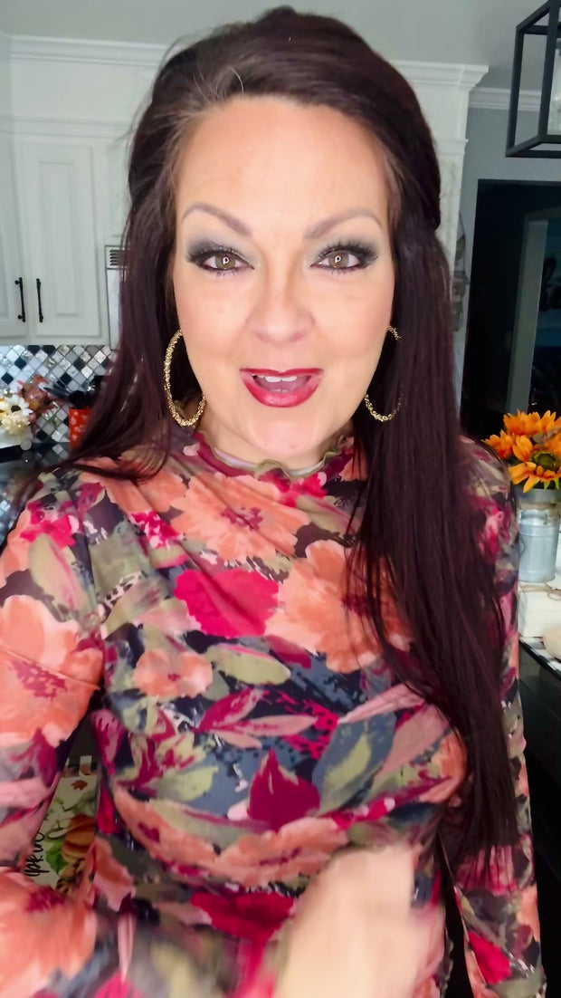 {PREORDER} Fall Floral Mesh Top