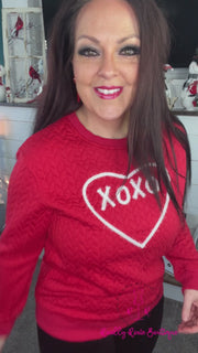 XOXO Heart Textured Pullover
