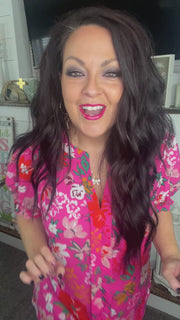 Pink Multi Floral Smock Sleeve Top