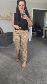 {PREORDER} Risen Leopard Ankle Cropped Straight Fit Jeans