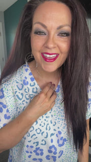 Periwinkle Multi Leopard V Neck Top