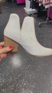 Not Rated Fiera Iridescent White Glitter Booties