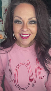 Pink Pullover w/Red Metallic Love Design