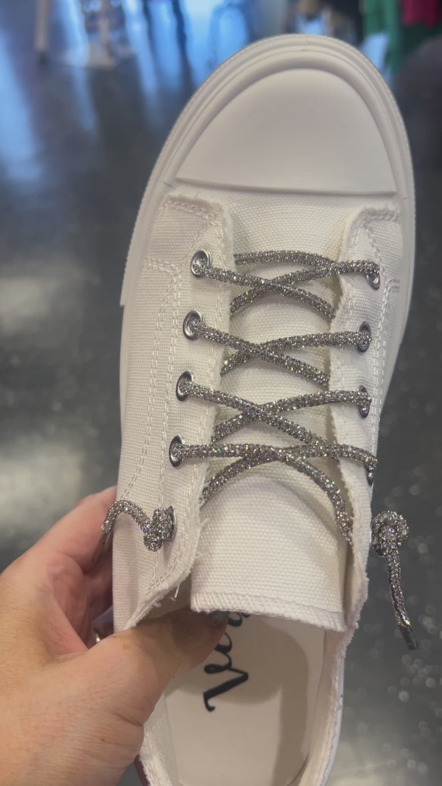 Very G Aman Sneakers w/Rhinestone Laces~White