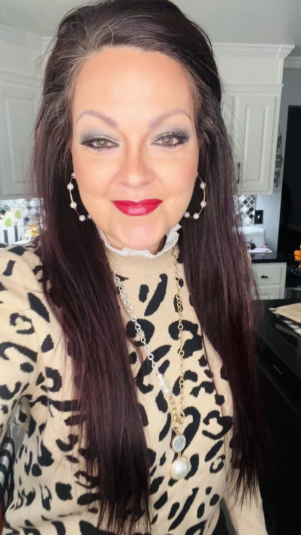 {PREORDER} Eyelet Ruffle Trim Leopard Sweater (S-4X)