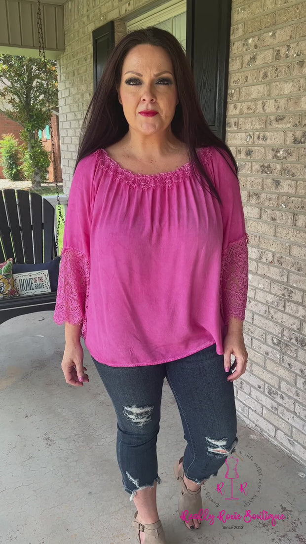 Hot Pink Lace Trimmed Top