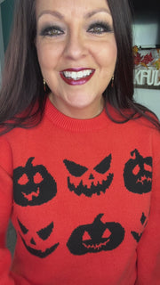 Jack-o-Lantern Faces Sweater