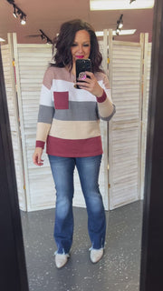 Cozy Colorblock Sweater w/Pocket