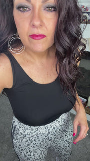 Grey Leopard Cropped Pants w/Side Tie