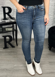 Judy Blue Side Slit Skinny Jeans w/Release Hem (8077307445541)
