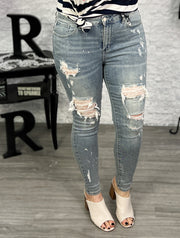 Judy Blue Lace Patch Skinny Jeans (6766729134166)