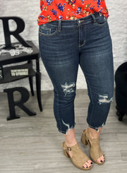 Judy Blue Destroyed Hem Cropped Straight Fit Jeans