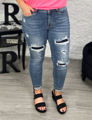Judy Blue Patched Relaxed Fit Jeans