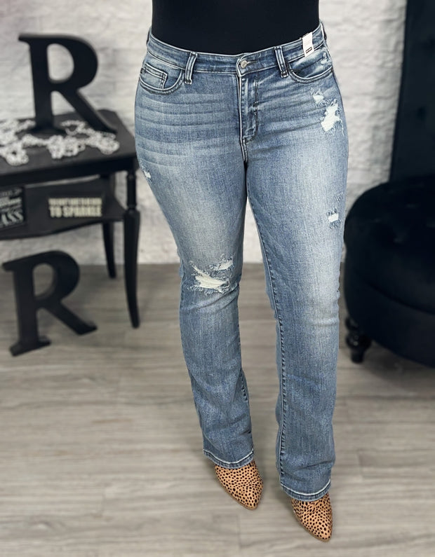 Judy Blue Distressed Bootcut Jeans (6783814959190)