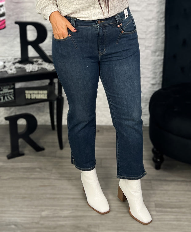 Judy Blue Dark Wash Cropped Straight Fit Jeans
